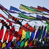 Brightly colored festival flags