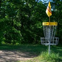 disc golf course and basket