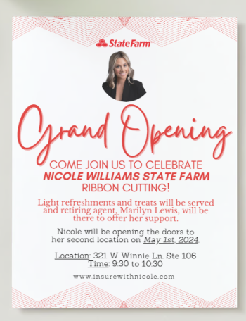 Carson City Chamber of Commerce, Grand Opening & Ribbon Cutting: Nicole Williams State Farm