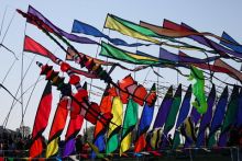 Brightly colored festival flags