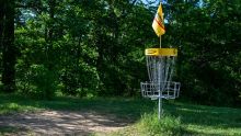 disc golf course and basket