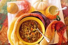 table set with autumn meal