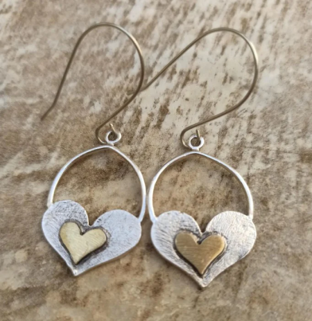 Wandering Wyld, Intro to Metalsmithing: Mixed Metal Heart Earrings with Snowflower Studio