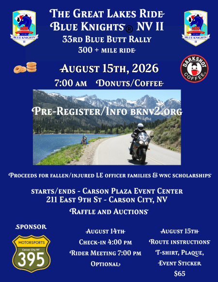 Carson City Events, 33rd Blue Butt Rally 300+ Ride Fundraiser