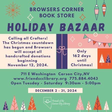 Friends of the Carson City Library, Holiday Bazaar at Browers Corner Book Store