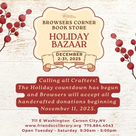 Friends of the Carson City Library, Holiday Bazaar at Browers Corner Book Store