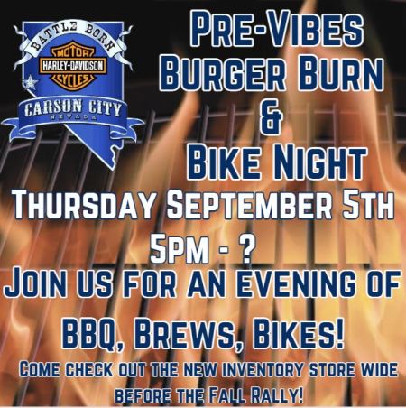 Battle Born Harley-Davidson, Pre-Vibes Burger Burn & Bike Night