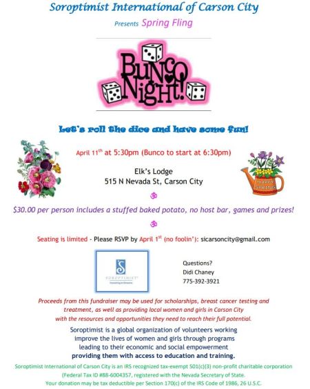 Elks Lodge #2177 Carson City, Spring Fling Presented by Soroptimist International of Carson City