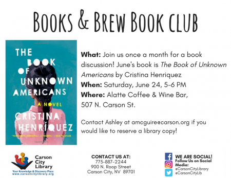 Carson City Library, Books & Brew Book Club