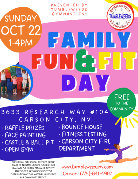 Carson City Events, Family Fun & Fit Day at Carson City Tumbleweeds Gymnastics