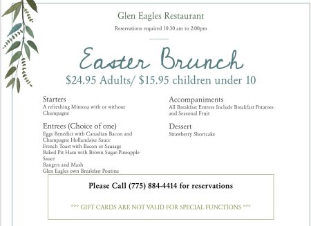 Glen Eagles Restaurant & Lounge, Easter Brunch