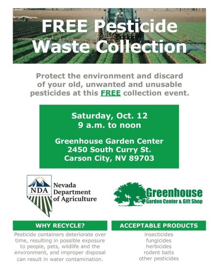 Greenhouse Garden Center, Free Pesticide Waste Collection