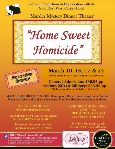 Lollipop Productions, Home Sweet Homicide: Murder Mystery Theater Dinner