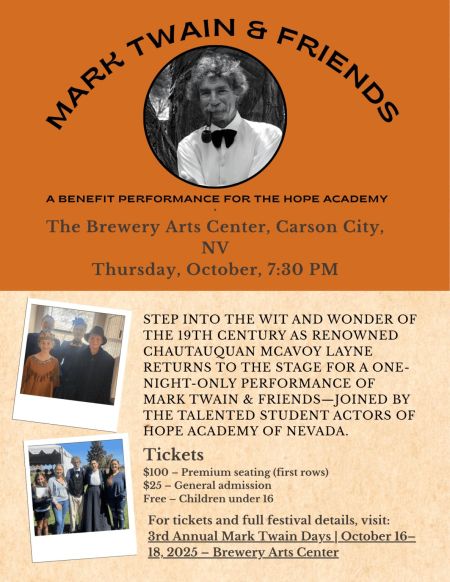 Brewery Arts Center, Mark Twain & Friends - A Benefit Performance to the Hope Academy
