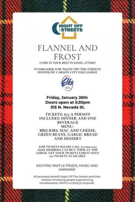 Elks Lodge #2177 Carson City, Flannel and Frost dinner fundraiser