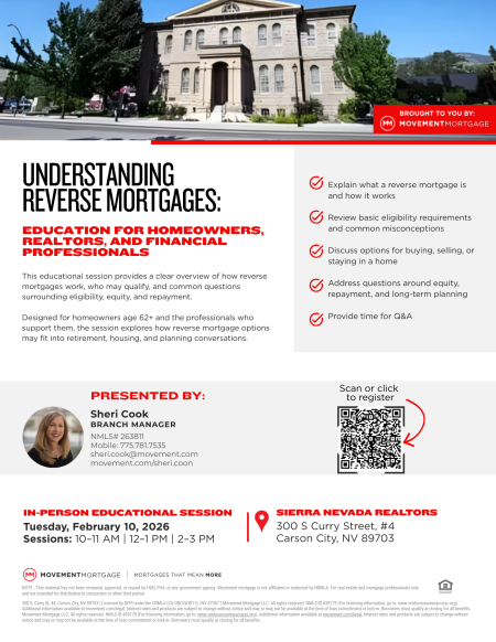 Carson City Events, Movement Mortgage Seminar: Understanding Reverse Mortgages