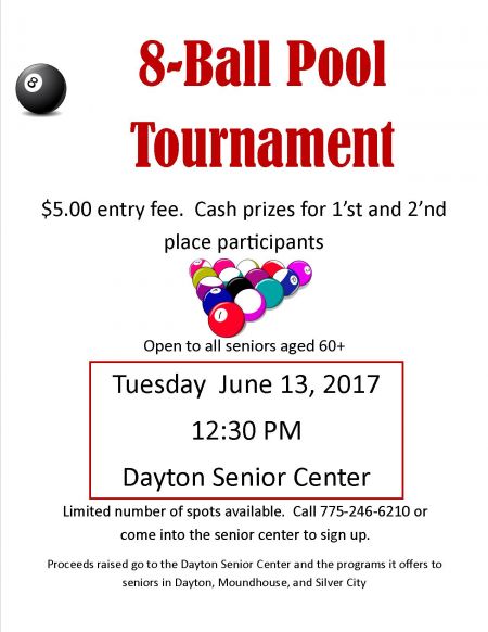 Dayton Senior Center, 8-Ball Pool Tournament