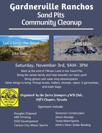 Sierra Stompers 4WD Club, Gardnerville Ranchos Sand Pits Community Clean Up