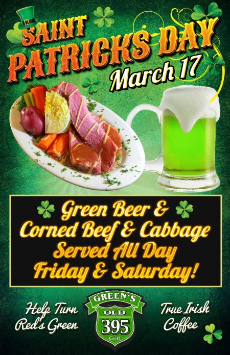 Red's Old 395 Grill, St. Patrick's Day Dining