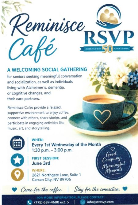 Carson City Events, Reminisce Cafe at RSVP