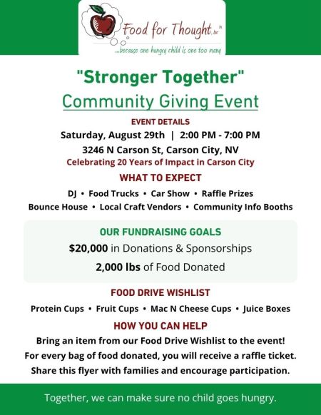 Food For Thought, Stronger Together Community Giving Event