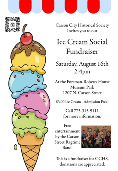 Carson City Historical Society, Ice Cream Social Fundariser