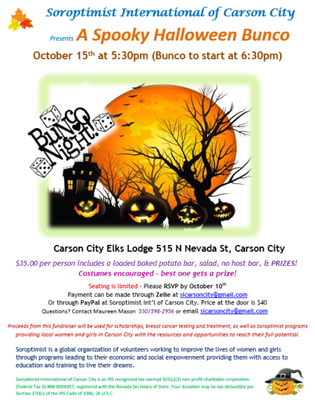Elks Lodge #2177 Carson City, A Spooky Halloween Bunco