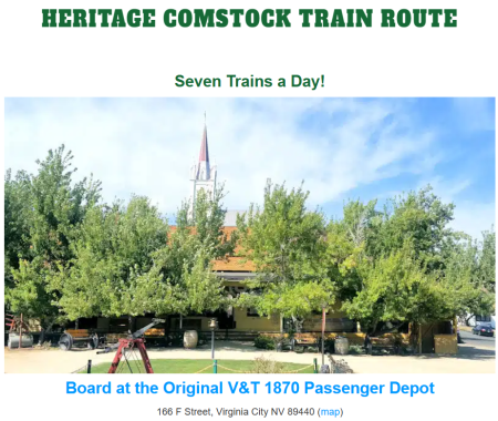 Virginia & Truckee Railroad, Train Rides Virginia City to Gold Hill