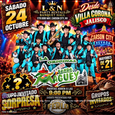 Carson City Events, La Original Banda Maguey at L&N Party Rentals