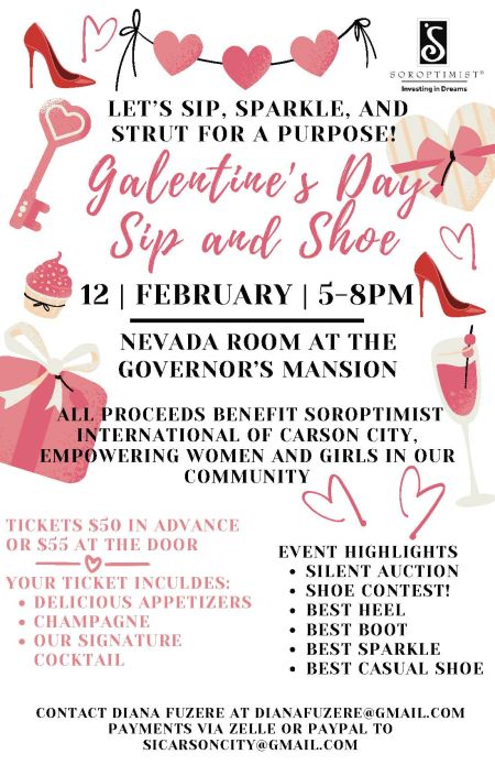 Carson City Events, Galentine's Day Sip & Shoe by Carson City Soroptimist