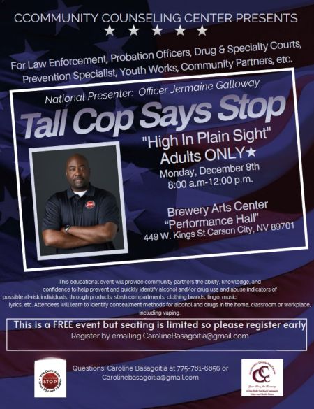 Brewery Arts Center, Tall Cop Says Stop presented by the Community Counseling Center
