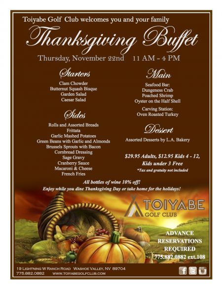 Toiyabe Golf Club, Thanksgiving Buffet