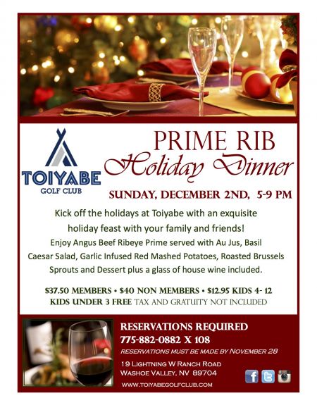 Toiyabe Golf Club, Prime Rib Holiday Dinner