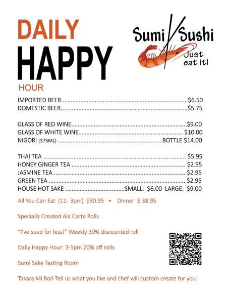Sumi Sushi, Happy Hour Specials