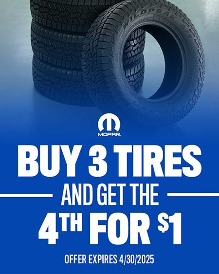 Carson Chrysler Jeep Dodge Ram, Buy 3 Tires, Get the 4th for $1